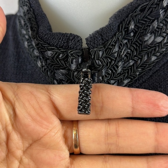 St. John Elegant High Collar Knit Black Cardigan Evening Jacket Size 4 - Picture 10 of 14